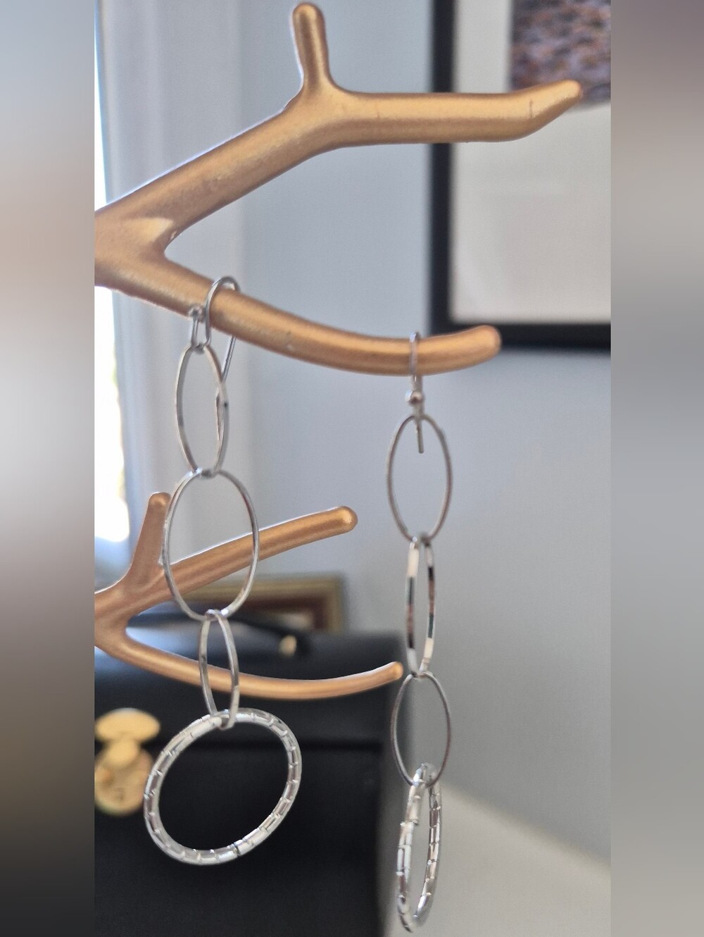 Silver Link Drop Earrings - Unbranded